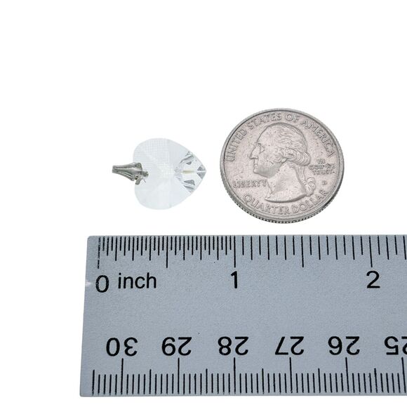 Vintage Sterling Silver 925 Faceted Crystal Heart Pendant - Picture 4 of 5